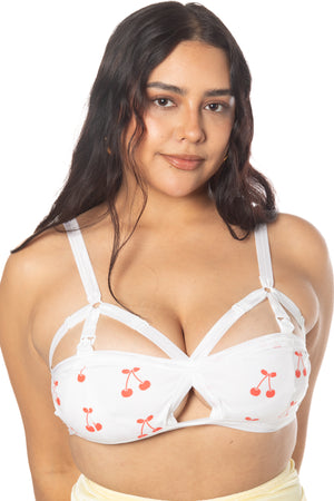 Cotton v strap nursing bralette