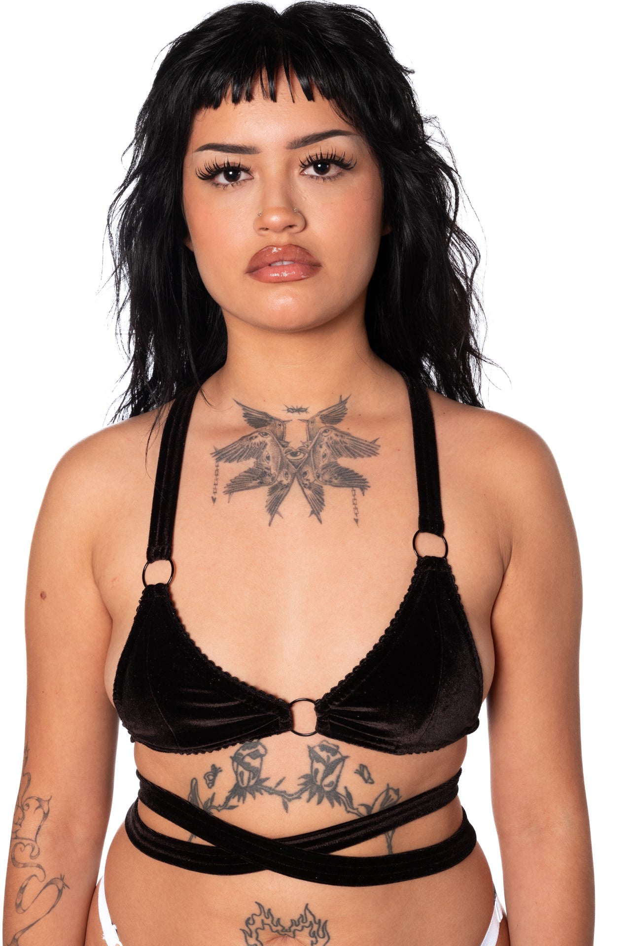 Velvet pirouette triangle bralette