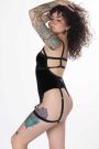 Velvet Harness Thong Bodysuit