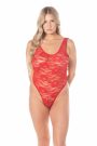 Lace Scoop Neck Thong Bodysuit