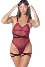 Cherry Coded Mesh Pirouette Ouvert Cheeky Harness Bodysuit