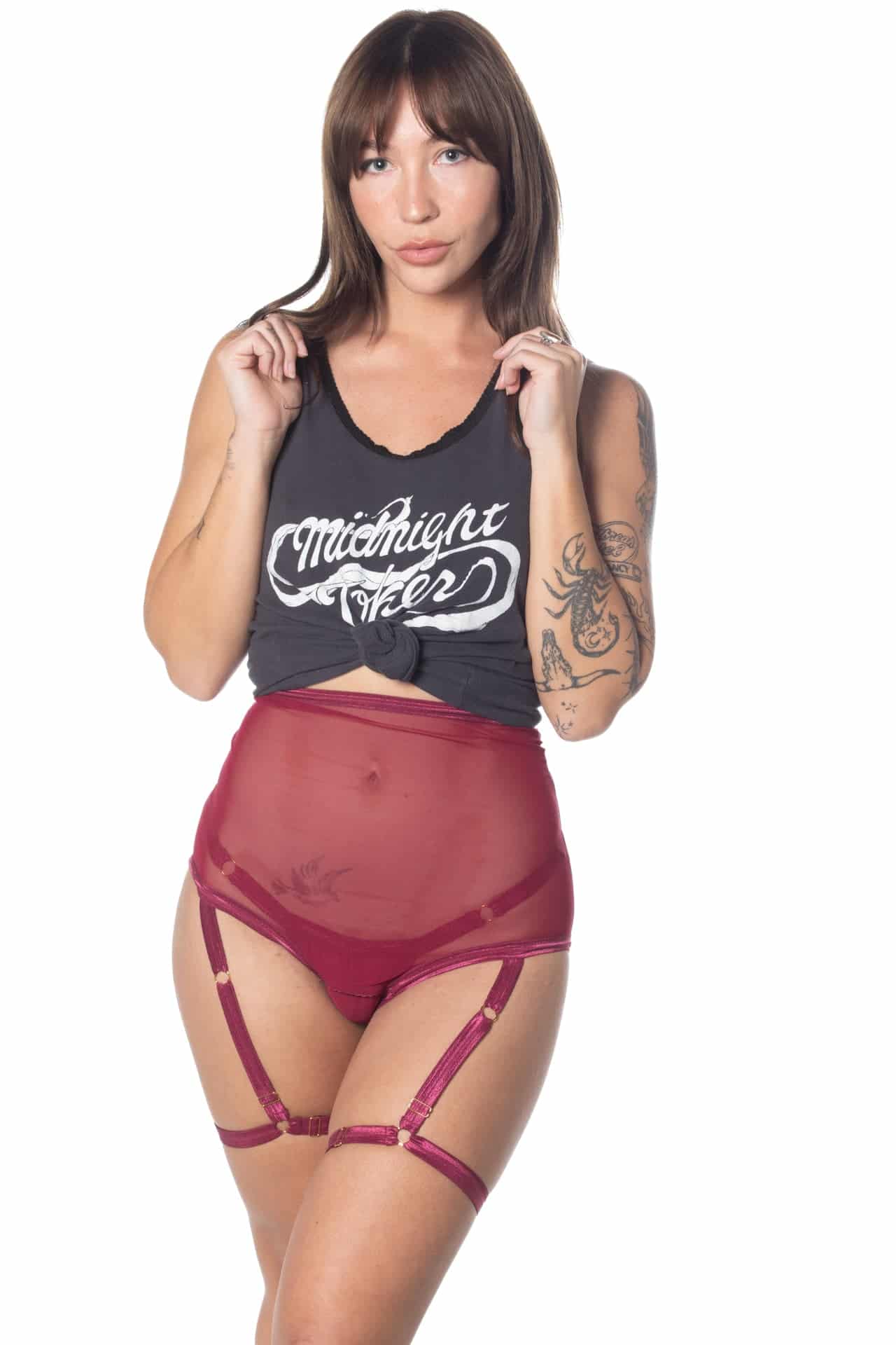 Cherry Coded Mesh Ouvert Harness Underwear