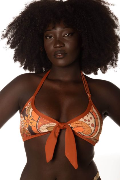 Natural Shroom Halter Tie Swim Top