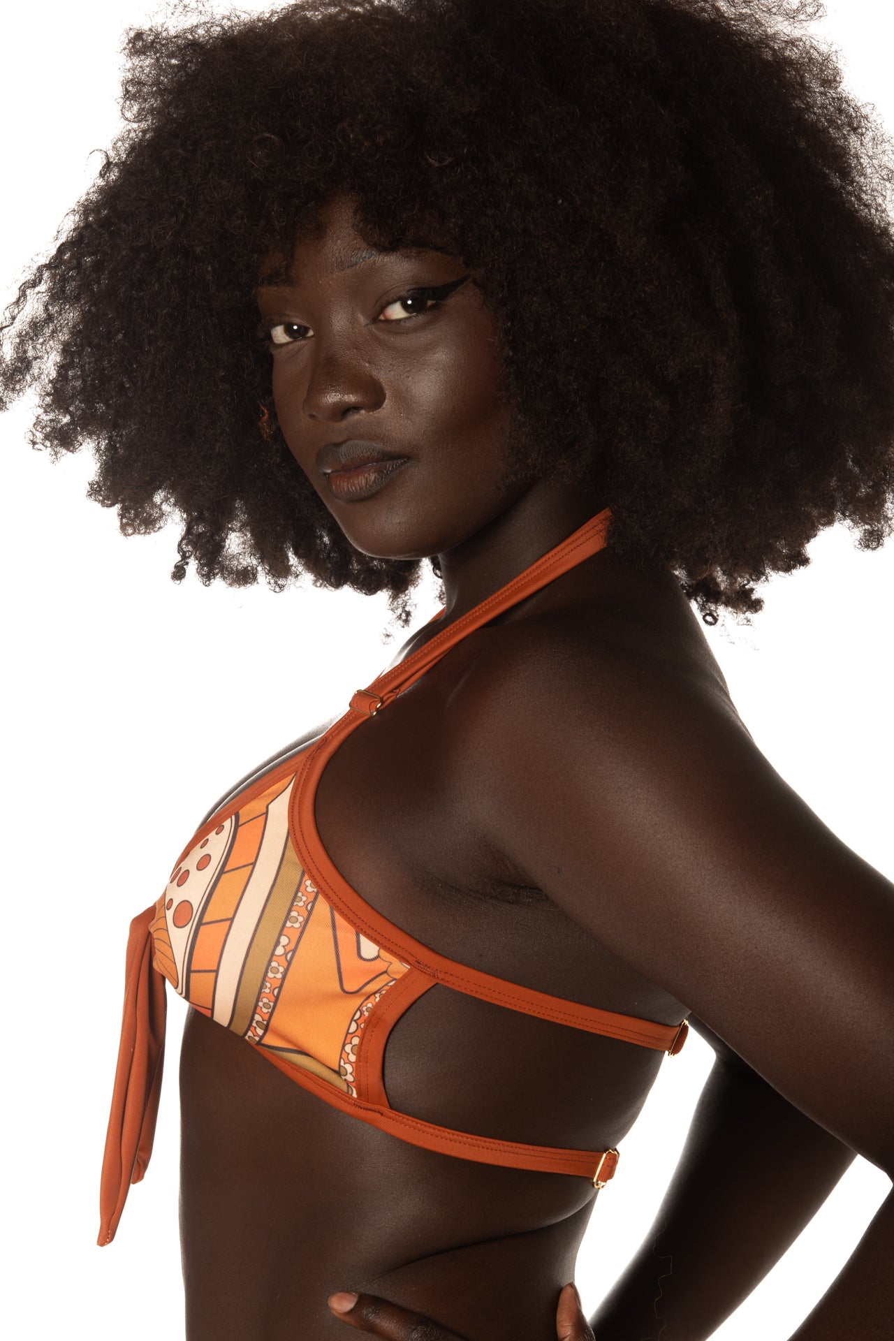 Natural Shroom Halter Tie Swim Top