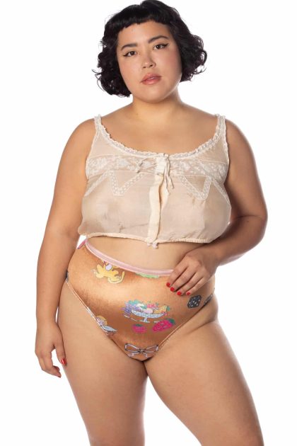 69 Tearz Printed Velvet High-Waist Thong Underwear