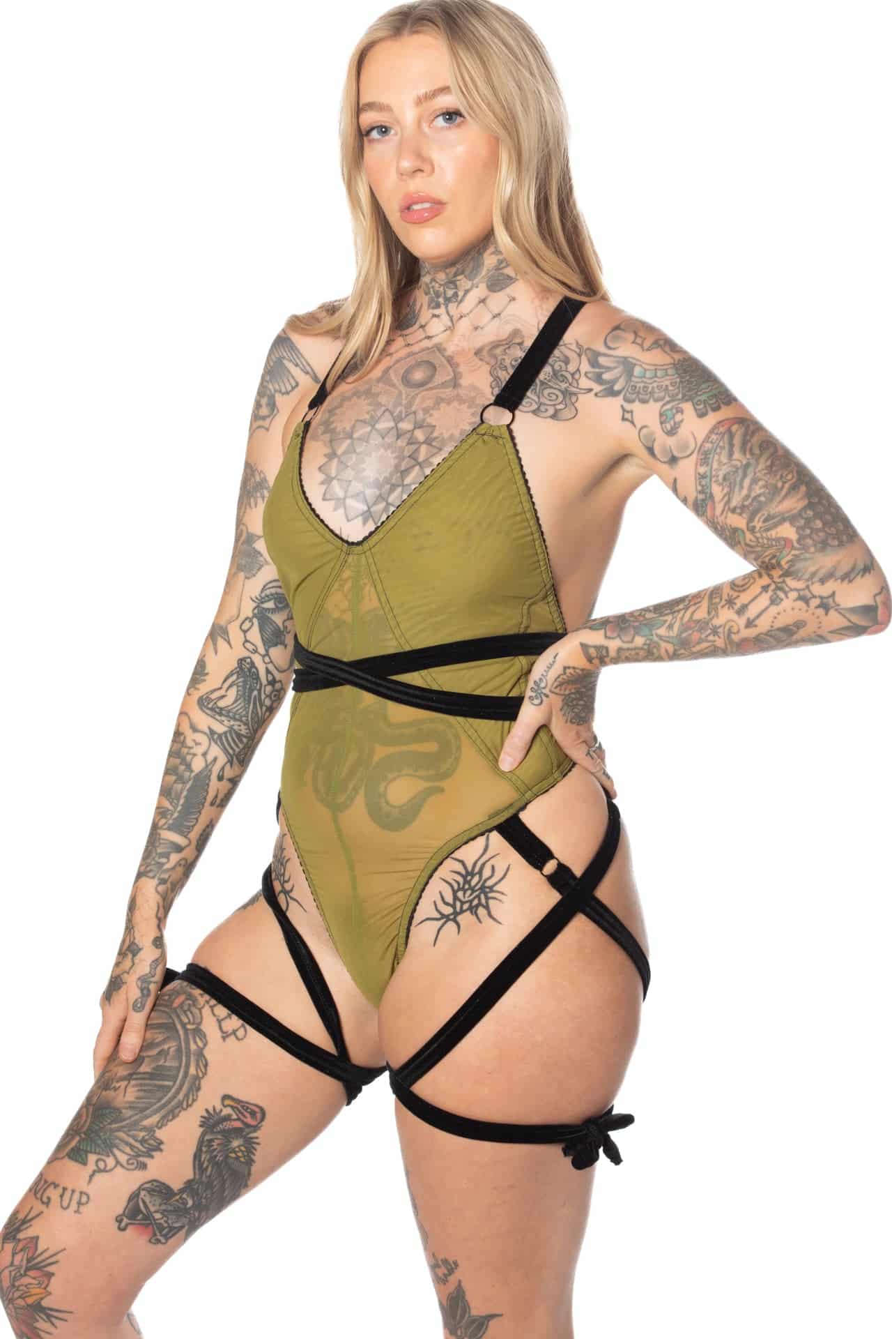 JoeyMckLauraNatalie05-21-24Studio-131 Mesh Pirouette Deep V Harness Thong Bodysuit
