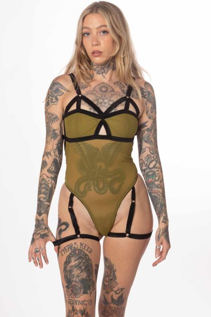 MESH HARNESS THONG BODYSUIT