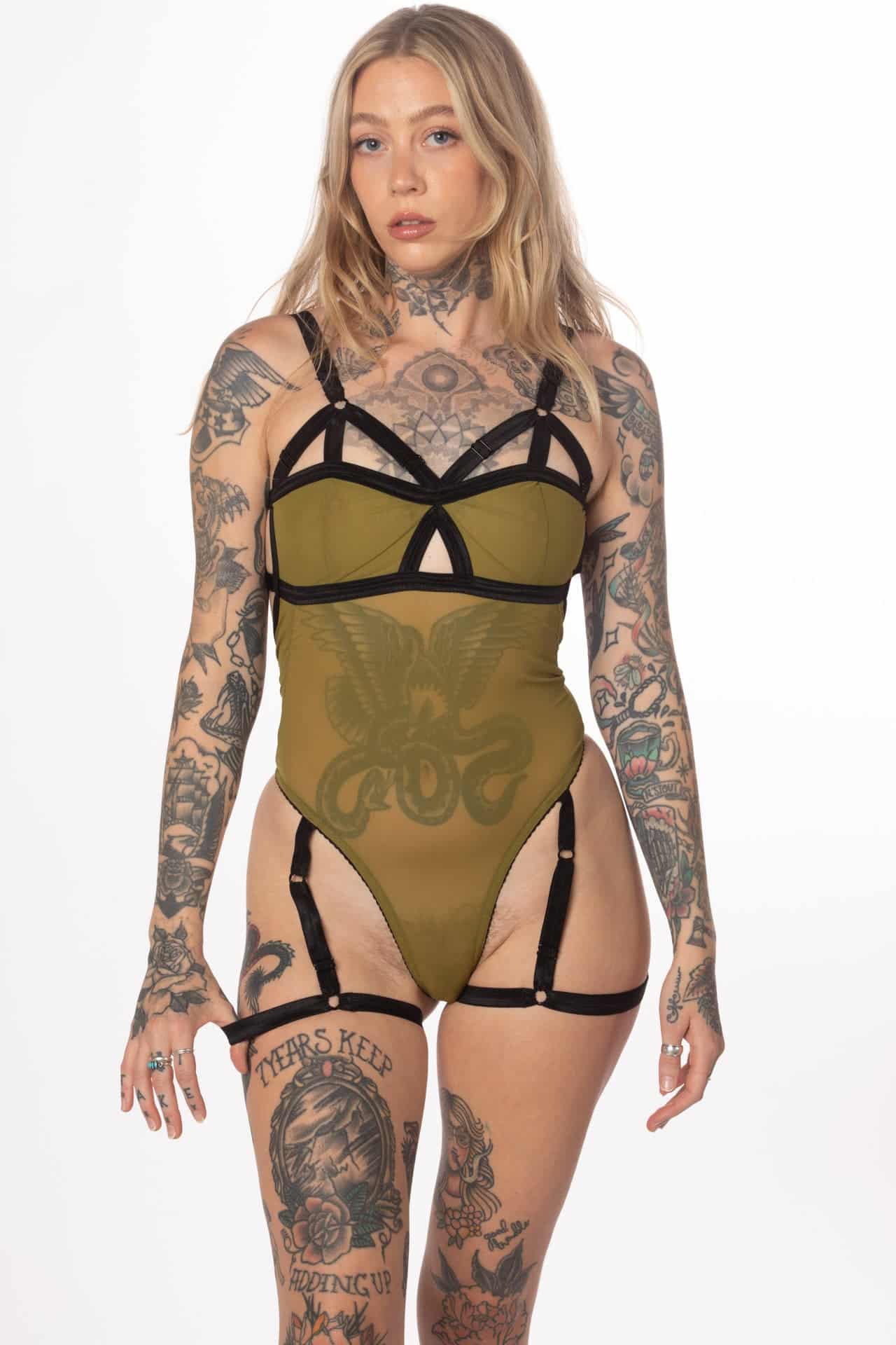 MESH HARNESS THONG BODYSUIT