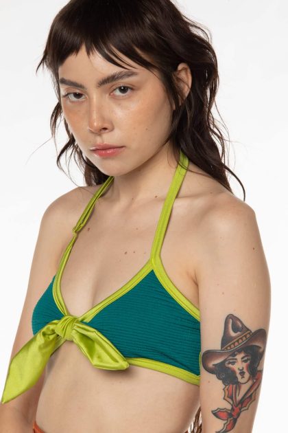 Monstera Tie Halter Swim Top