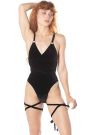 Mamba Velvet Pirouette Ouvert Cheeky Harness Bodysuit