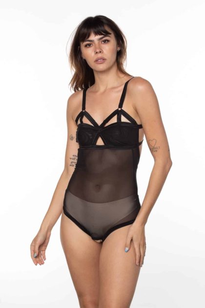 Jag Mesh Ouvert V-Strap Bodysuit